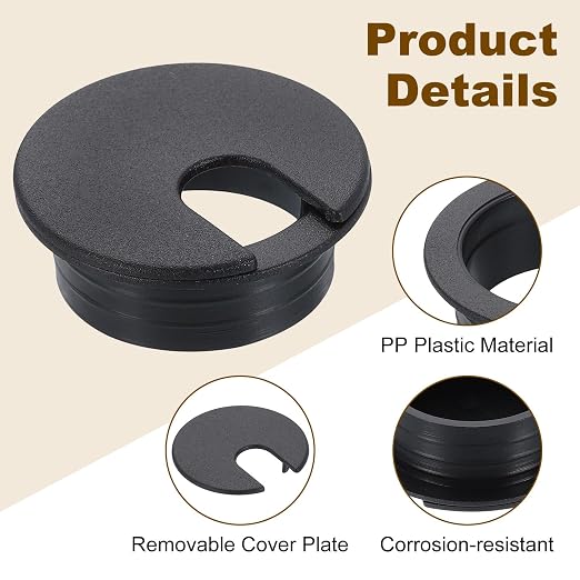 uxcell 8 Pcs 35mm Desk Grommet, Plastic Cable Hole Cover, Wire Cord Cable - Image 3