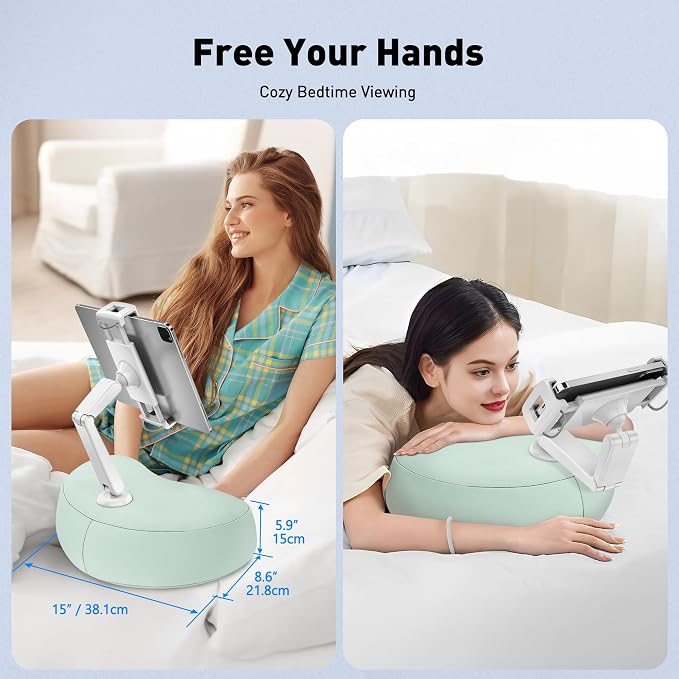 AboveTEK Tablet Pillow Stand for Bed, Hands-Free 360° Adjustable iPad Pillow - Image 5