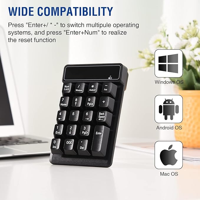 RaceGT Bluetooth Number pad, 19-Keys Wireless Numeric Keypad, Portable Mini - Image 7