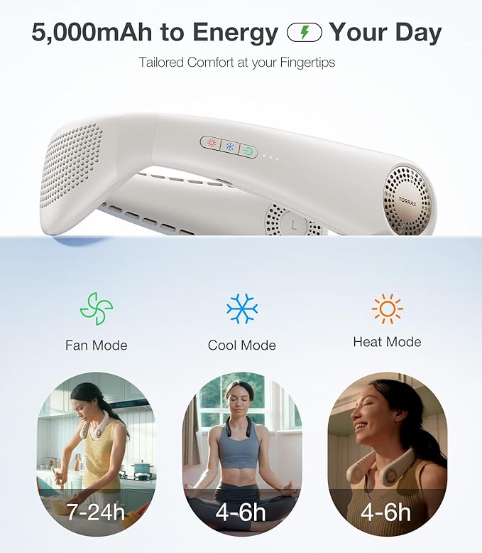 TORRAS COOLiFY Air Neck Fan Air Conditioner, 3D Airflow, Light Portable Fan - Image 6