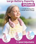 Neck Fan for Kids, Bladeless Portable Fan Rechargeable for 4-14Y Girls & Boys - Image 2