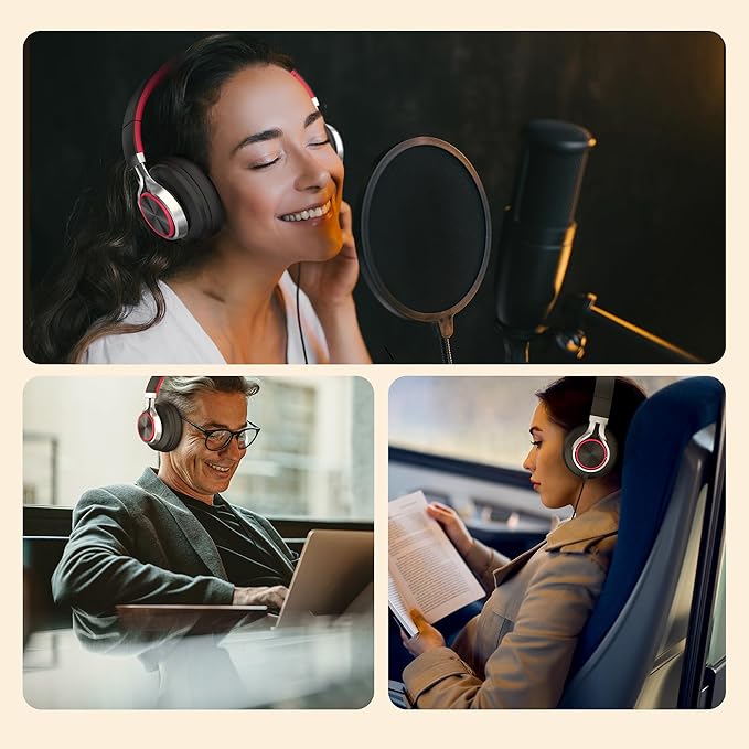 AILIHEN Wired Headphones with Microphone, Over-Ear Foldable Corded Head Phones - Image 6