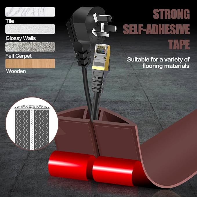 Floor Cord Cover Cavity 0.8"x0.37" Self Adhesive Cord Hider, 10FT Low Profile - Image 4