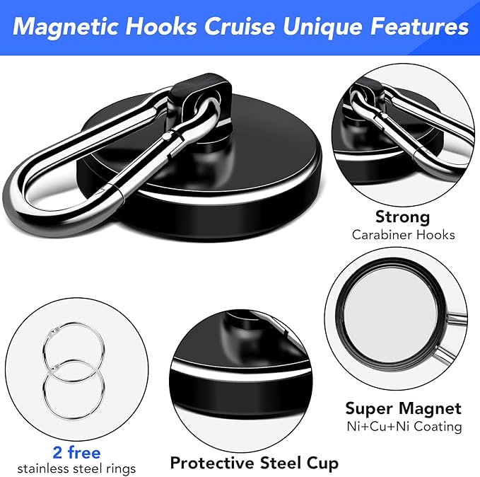 LOVIMAG Strong Magnets with Hooks, 200LBS+ Heavy Duty Magnets with Epoxy Coating - Image 4