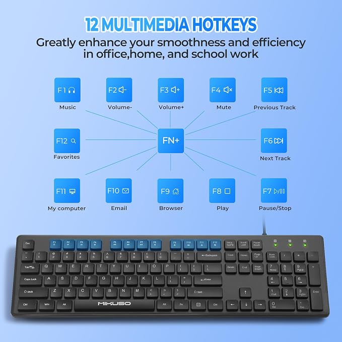 Wired Computers Keyboard with Cover Comfortable Hand Feel, Laser Engraved - Image 6