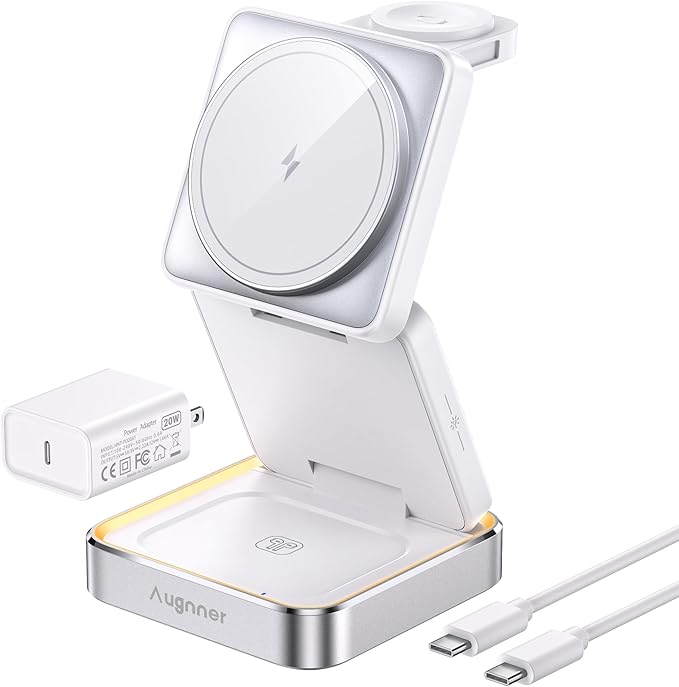 【2025 Upgraded】 Wireless Charger 3 in 1, Foldable Wireless Charging Station by Augnner