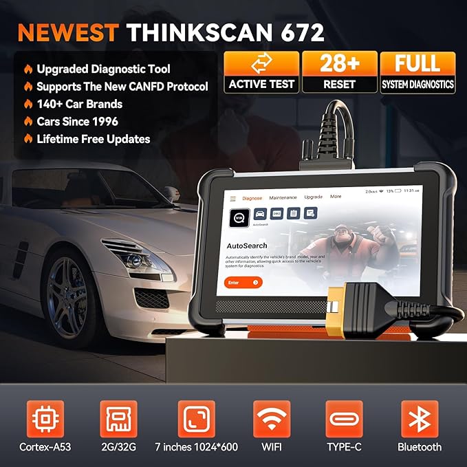 THINKCAR Bidirectional Scan Tool, Thinkscan 672 All System OBD2 Scanner - Image 2