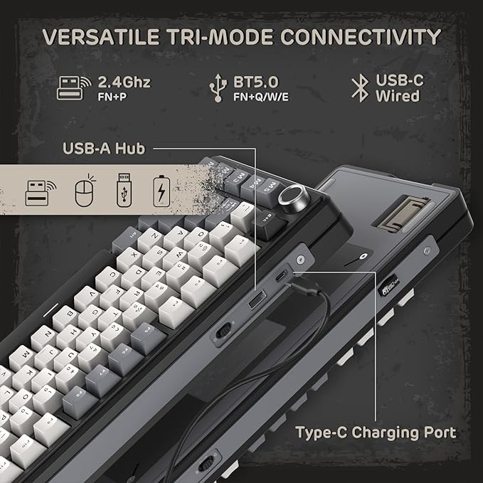 RK ROYAL KLUDGE L75 Gasket Mount Mechanical Keyboard w/Knob/Macro Keys & - Image 3