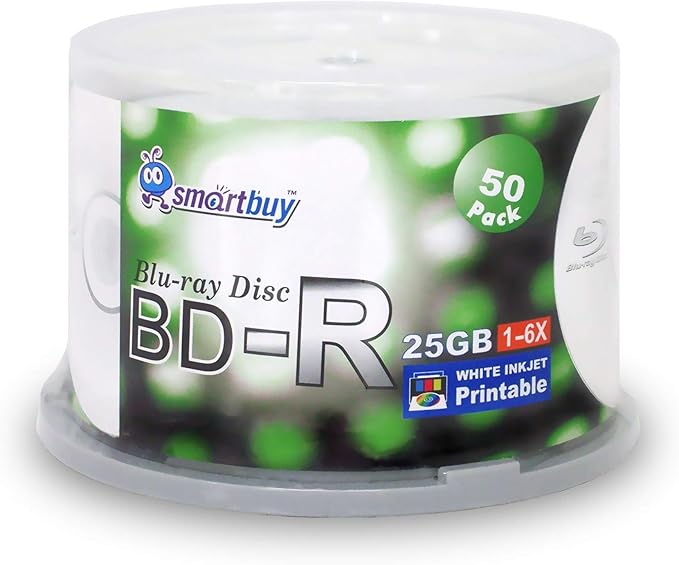 Smartbuy 50-disc 25gb 6X Bd-r BDR Blu-ray Single Layer White Inkjet Hub - Image 2