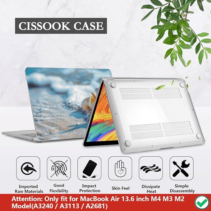 CISSOOK Compatible with MacBook Air 13.6 inch Case 2025 2024 2022 Release M4 - Image 6