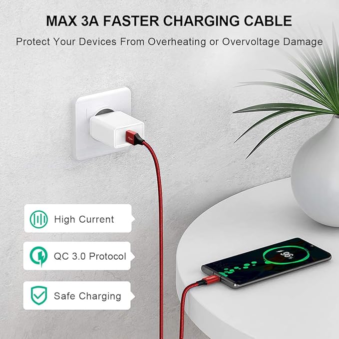 etguuds 6ft USB A to USB C Cable 3A Fast Charging, - Image 3