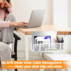 Under Desk Cable Management Tray, Wire Management Desk Cable Organizer Cable - Image 6