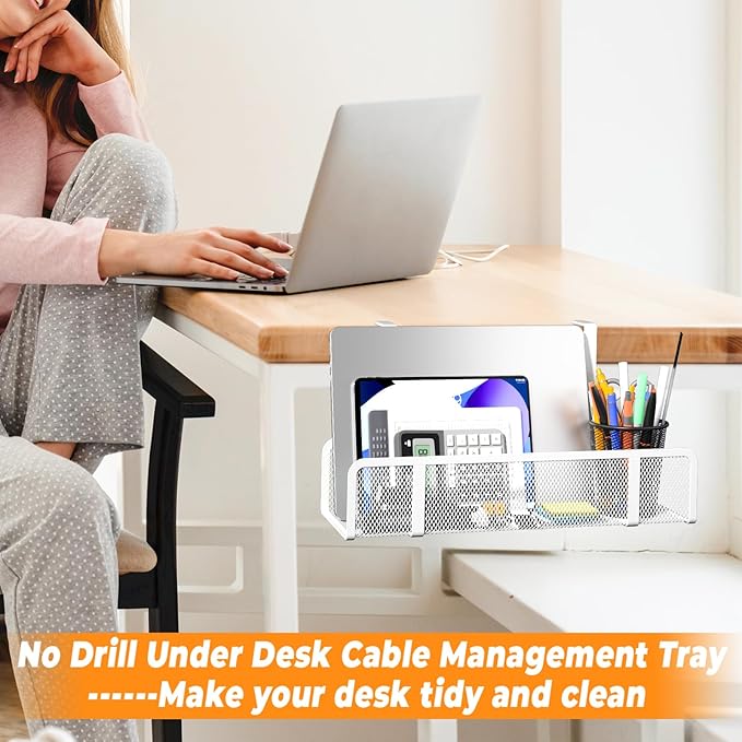 Under Desk Cable Management Tray, Wire Management Desk Cable Organizer Cable - Image 6