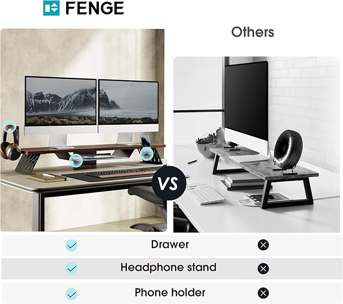 Fenge Dual Monitor Stand, 42.5 Inch Monitor Riser - Image 4