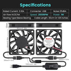 2 Packs Wathai 60mm x 10mm USB Computer Fan 5V - Image 2