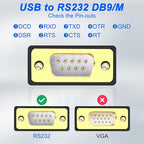 XMSJSIY USB to RS232 DB9 Serial Adapter Cable USB A Male to D-SUB 9-Pin Male - Image 5