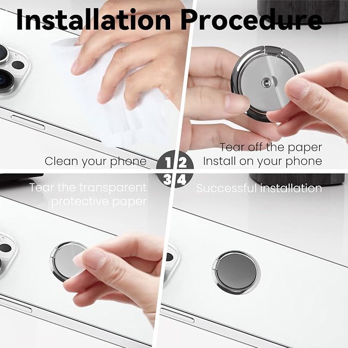 Metal Cell Phone Ring Holder Finger Ring Stand, 360 Degree Rotation Ring - Image 7