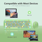 KNOWSQT Wireless Keyboard and Mouse Combo, Light Green 100 Keys 2.4 GHz Round - Image 4