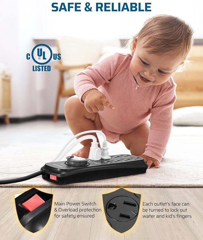 DEWENWILS Mechanical Timer Power Strip - Image 3