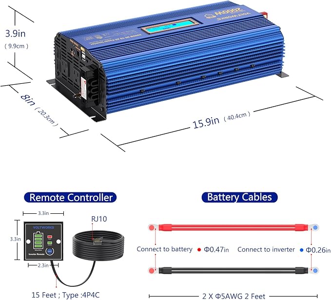 Power Inverter 2000w DC 12V to AC 120V ETL UL458 Compatible - Image 3