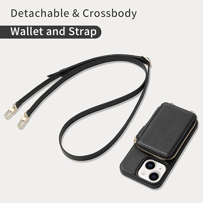 ZVE for iPhone 15 Wallet Case, Card Holder Crossbody Phone Purse for Women - Image 5