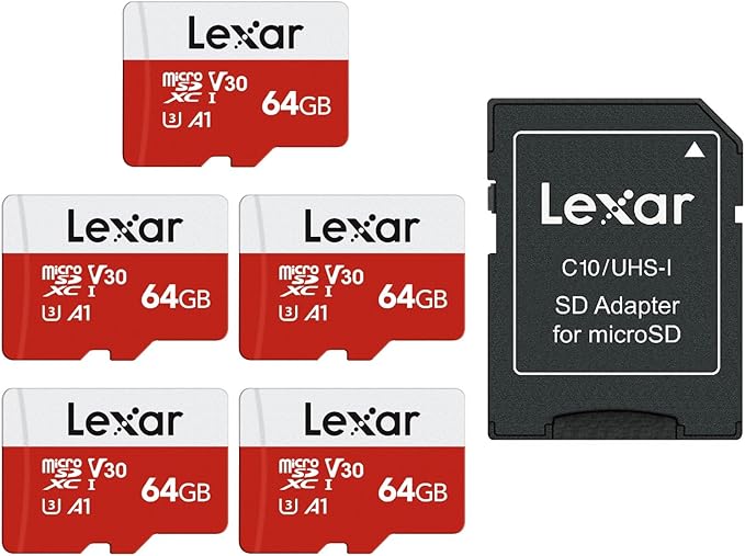 Lexar E-Series 64GB Micro SD Card 5 Pack, microSDXC UHS-I Flash Memory Card by Lexar