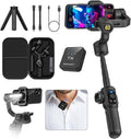 S2 Mic Smartphone Gimbal Stabilizer w/Wireless Lavalier Microphone, Built-in by AOCHUAN