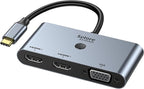 Selore USB C Docking Station 3 Monitors, USB C to Dual HDMI VGA Adapter by SeloreS-Global