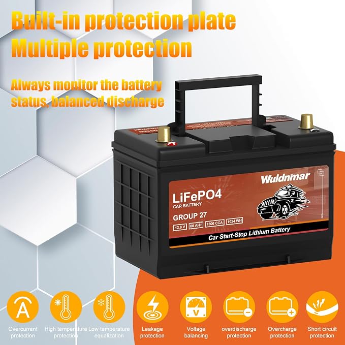 High Performance G27 12V 80AH Lithium Car Start-Stop Battery - Image 5