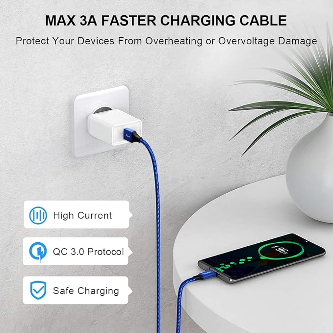 etguuds 6ft USB A to USB C Cable 3A Fast Charging, - Image 3