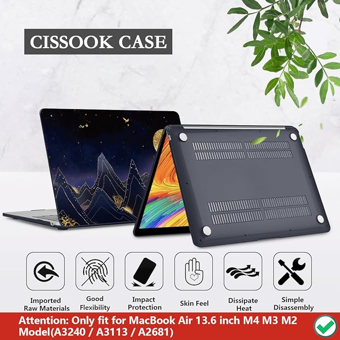 CISSOOK Compatible with MacBook Air 13.6 inch Case 2022 2024 2025 Release Model - Image 6