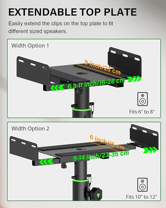 Set of 2 Dual Side Clamping Studio Monitor Stands Short Desktop Clamp Speaker - Image 4