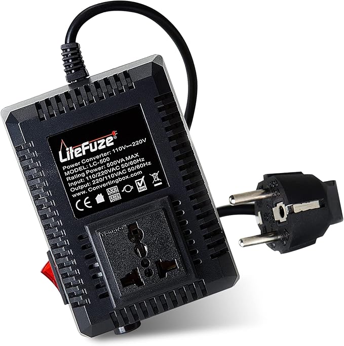 LiteFuze 500 Watt Step Up/Step Down Travel Voltage Converter, 220/110v to by LiteFuzeBrand