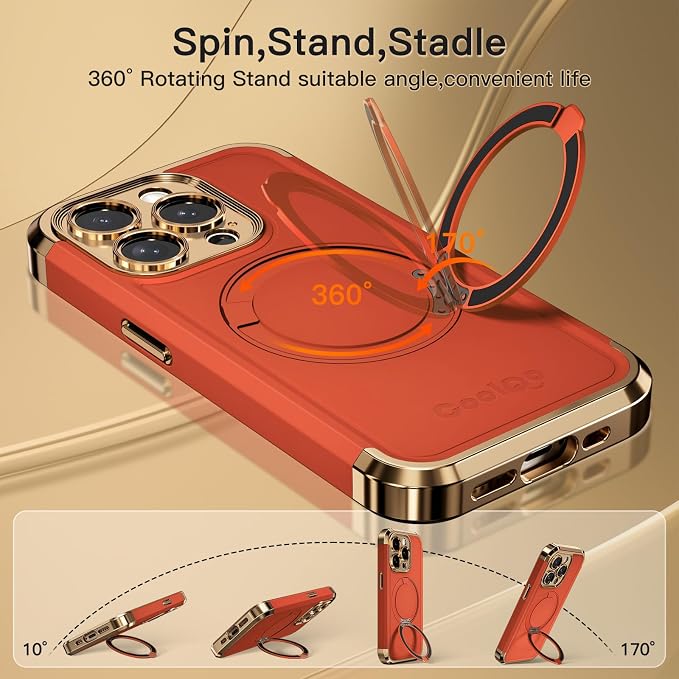 COOLQO for iPhone 15 Pro Max Case 6.7'' Upgraded 360° Spin Magnetic Stand - Image 3