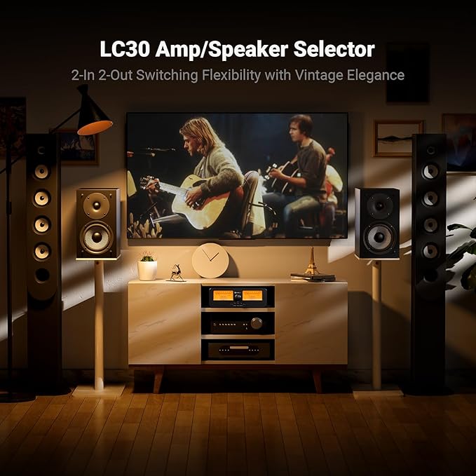 Fosi Audio LC30 VU Meter Amplifier Speaker Selector Switch Box Audio Visualizer - Image 2