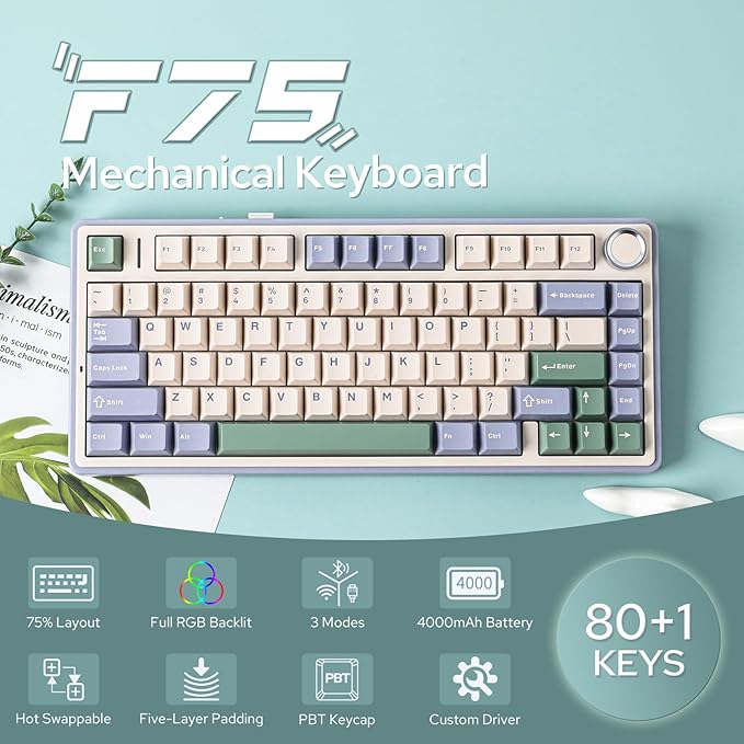 EPOMAKER x Aula F75 Gasket Mechanical Keyboard, 75% Wireless Hot Swappable - Image 2