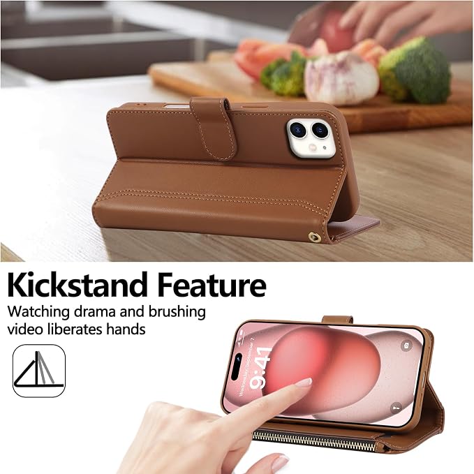 Compatible with iPhone 11 Wallet Phone Case-PU Leather Magnetic Flip Cover with - Image 3
