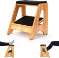 StrongTek Double Step Footrest, Adjustable Wooden Foot Stool by StrongTek