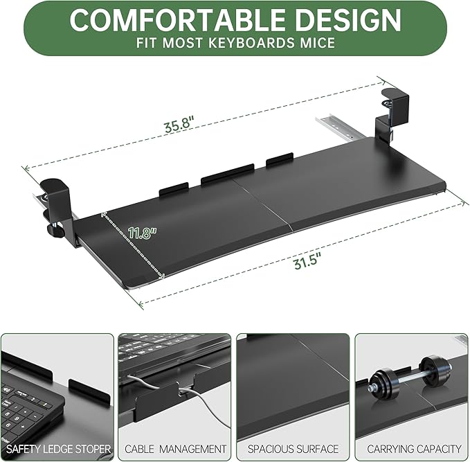 Extra Large Keyboard Tray Under Desk - Image 7