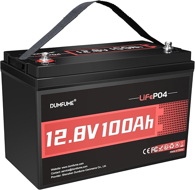 12V 100Ah LiFePO4 Lithium Battery, Built-in 100A BMS, Trolling Motor, Solar by Dumfume
