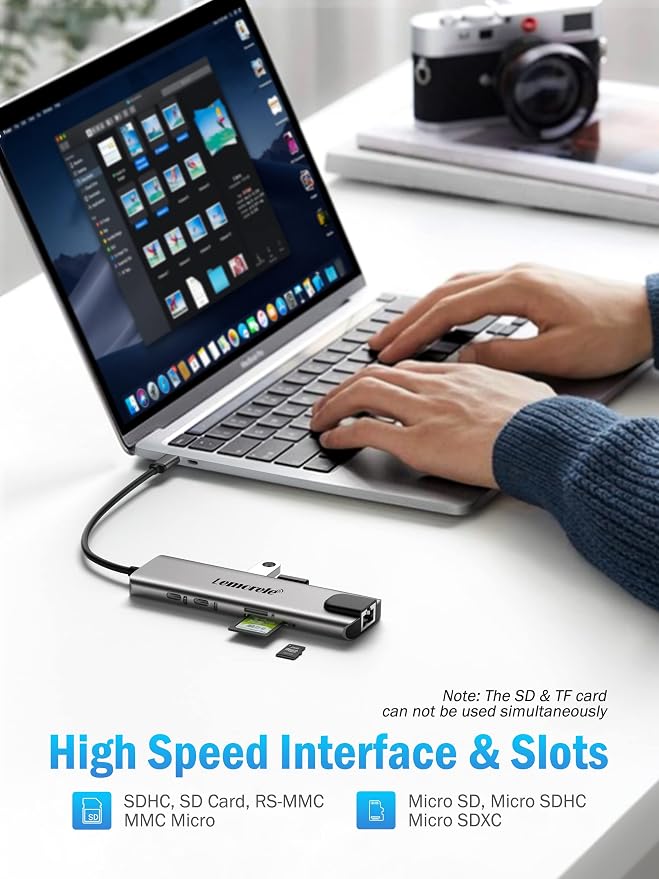 Lemorele USB C Hub Multiport Adapter 9 in 1 w/Gigabit Ethernet, 100W PD - Image 6