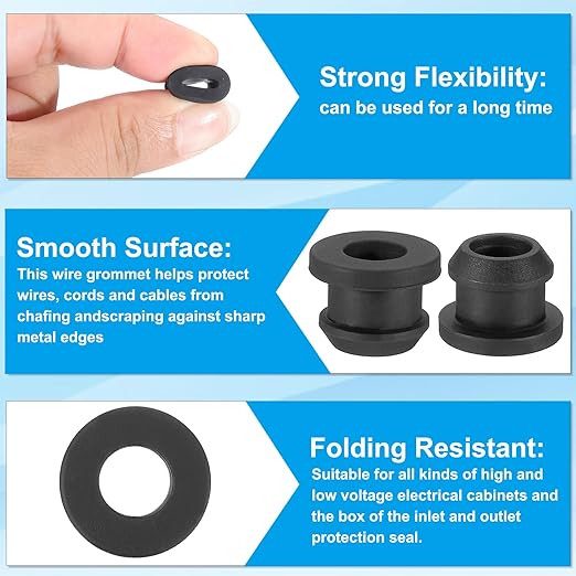 PATIKIL 9.5mm / 3/8 Inch Drill Hole, 1/4 Inch ID Rubber Grommets - Image 3