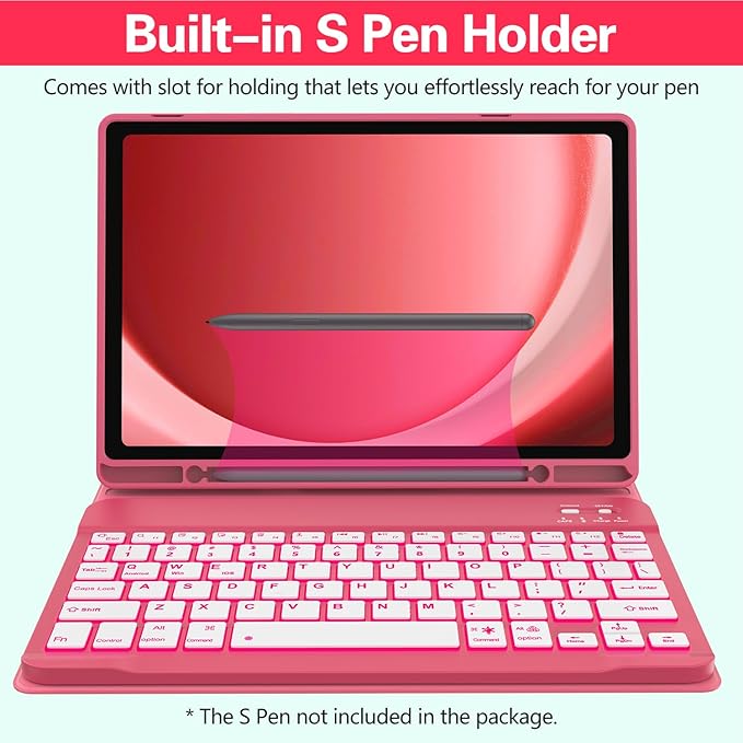 Keyboard Case for Samsung Galaxy Tab A9 Plus 5G 11 inch 2023, 7 Color Backlit - Image 4