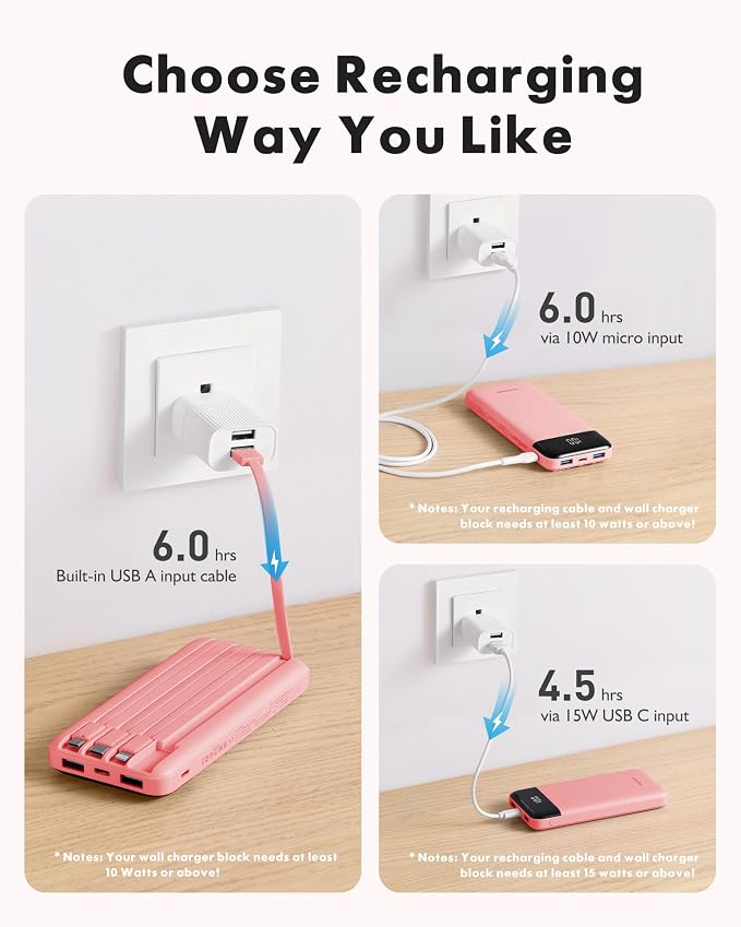 Charmast Portable Charger with Built in Cables, Power Bank with Cords Wires - Image 4