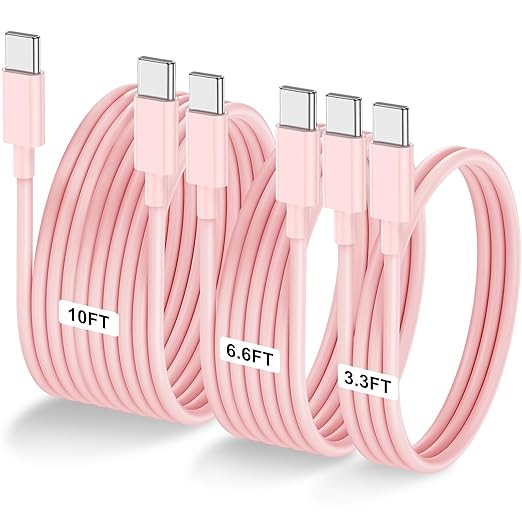3-Pack Pink 60W USB C to USB C Cable, Type C Fast Charging Cable by LOFPYE