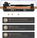 Turntable Vinyl Record Player Support Bluetooth Output Phono/Line Switch Pitch - Image 3