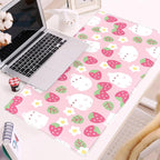 Pink Kawaii Desk Mat, Strawberry Field Desk Pad Large, Extended Mouse Pad Cute - Image 6