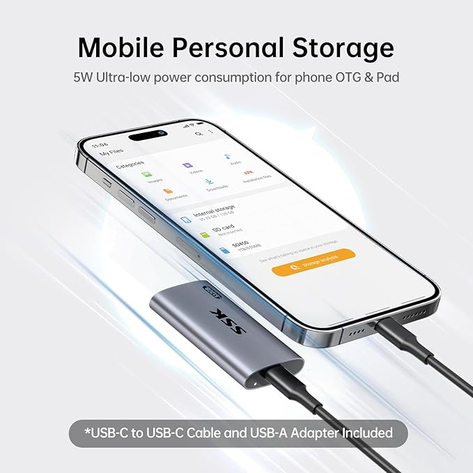 SSK 512GB SSD External Hard Drive, Portable SSD Up to 550MB/s Fast Solid State - Image 3