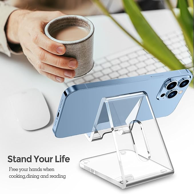CreaDream Acrylic Cell Phone Stand, 5mm Thicker Clear Cell Phone Holder - Image 2