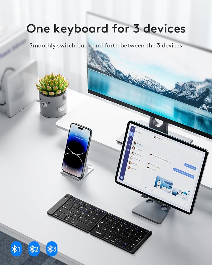 Samsers Bluetooth Foldable Keyboard, Wireless Portable Folding Keyboards - Image 2